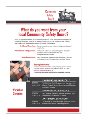 H&F CSB Workshop Flyer &copy; TROTTYdesign